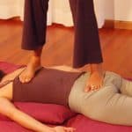 thai massage advanced move back walk performed by Valentina, teacher of Byron Thai Massage